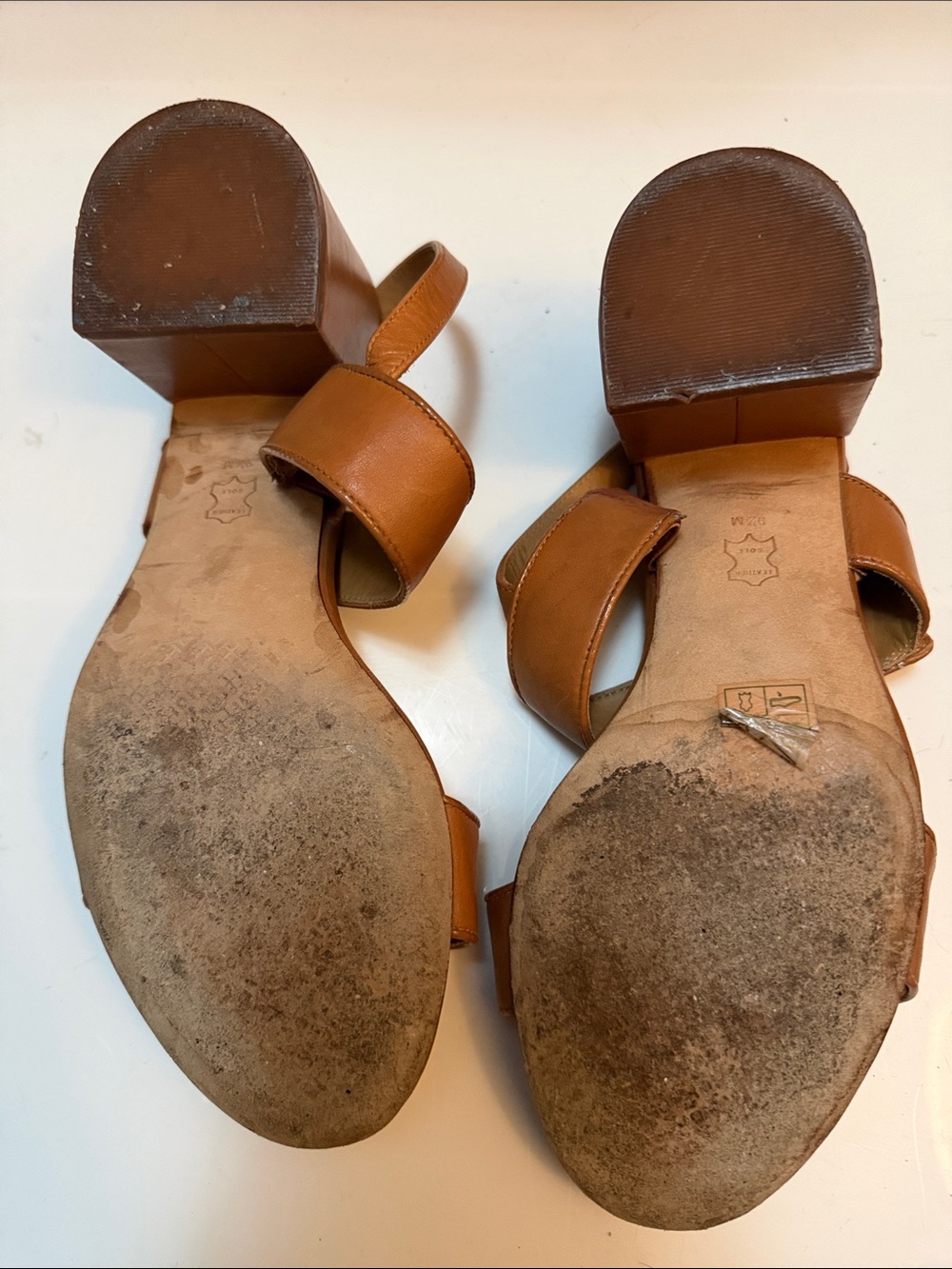 Tory Burch Cognac Leather Double-Strap Slingback Sandals with Gold Logo - Picture 7 of 11